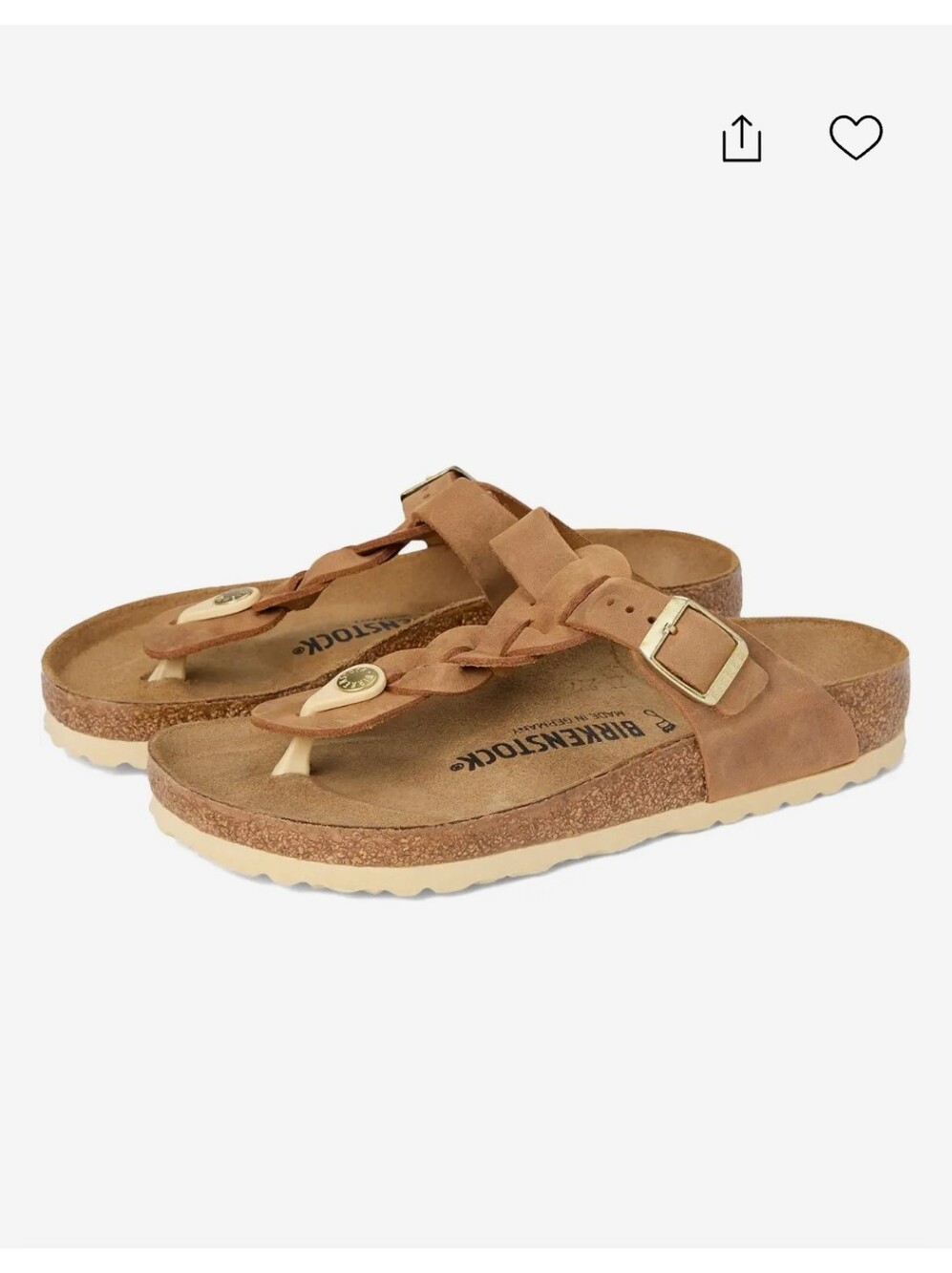 Birkenstock Gizeh Braided Leather Thong Sandals In Brown Size 8